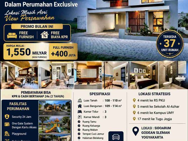 🏡 Rumah Baru Modern Dalam Perumahan Exclusive Godean Sleman Free Furnish & Free Biaya KPR 🏡