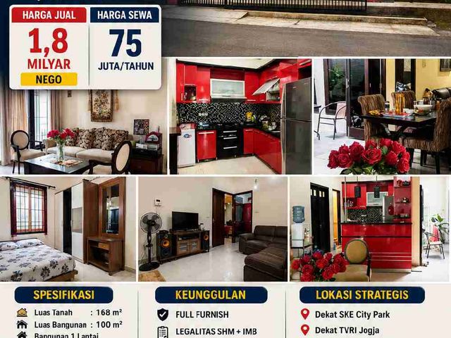 🏡 Jual / Sewa Rumah Full Furnish Dekat UGM & Tugu Jogja Area Kricak Tegalrejo 🏡