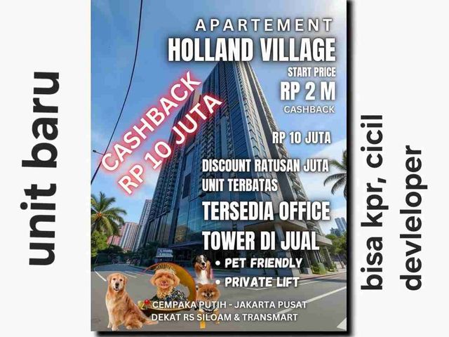 Pet Friendly Apartemen Holland Village Cempaka Putih Jakarta Pusat Unit Baru Bisa Kpr Private Lift