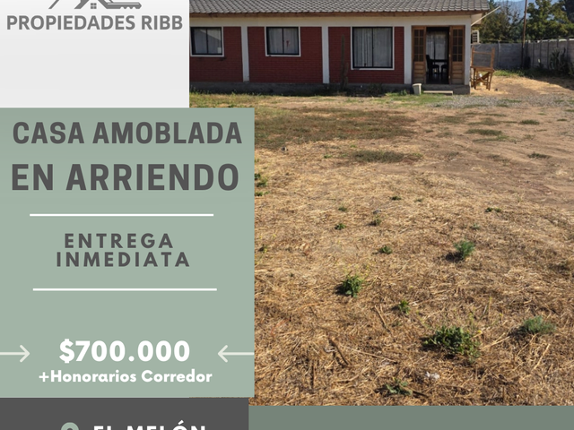 Se Arrienda gran terreno con Casa Amoblada en El Melón
