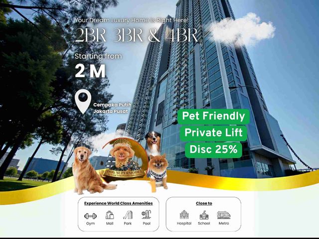 Pet Friendly Apartemen Cempaka Putih Jakarta Pusat Unit Baru Bisa Kpr Private Lift