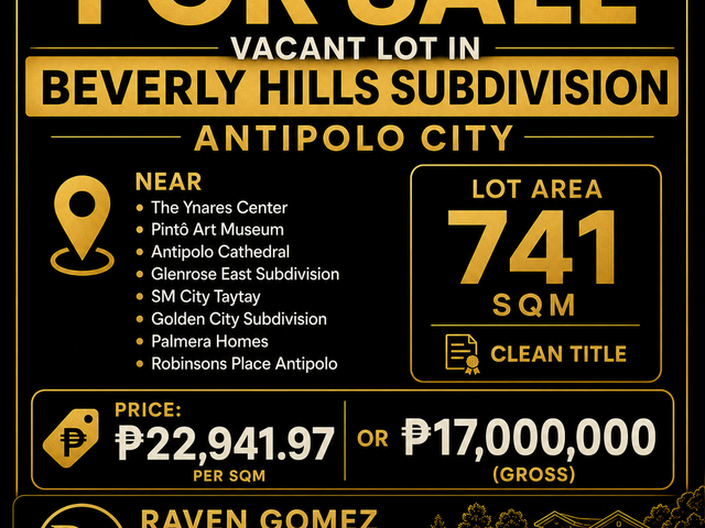 For Sale: Vacant Lot in Beverly Hills Subdivision, Antipolo City