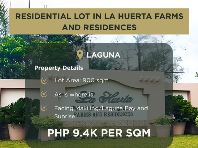 900 SQM Residential Lot for Sale in La Huerta Farms and Residences, Laguna