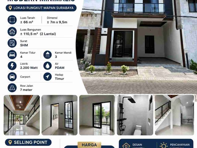 RUMAH MINIMALIS 2 LANTAI LOKASINYA DI RUNGKUT MAPAN