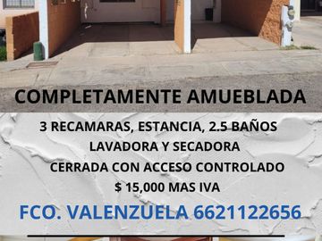CASA AMUEBLADA EN RENTA EN VILLAS DEL MEDITERRANEO