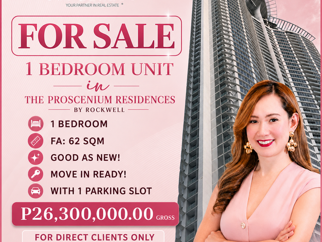 FOR SALE 1 BEDROOM in PROSCENIUM RESIDENCES