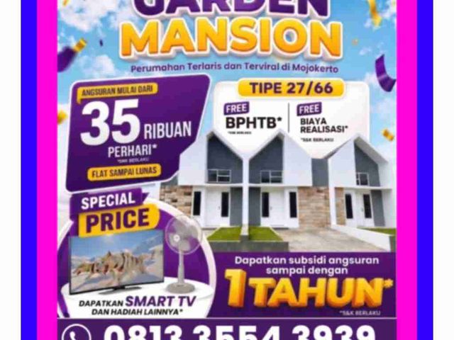 Rumah Mojokerto Subsidi Viral Terlaris Garden Mansion