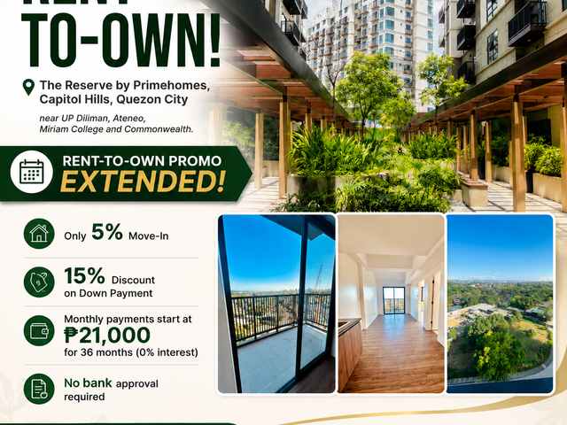Rent to Own Condo Near UP, Ateneo and Miriam!
