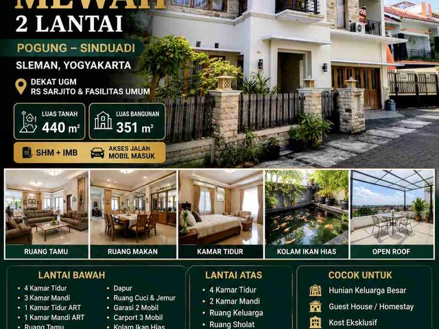 Rumah Mewah 2 Lantai Pogung Dekat UGM Sleman LT 440 m² | SHM | 8 Kamar Tidur