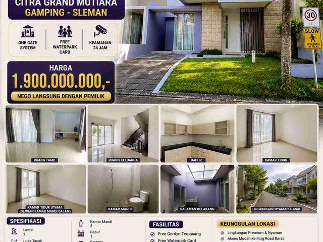 Rumah Mewah Minimalis 2 Lantai di Citra Grand Mutiara Gamping – SHM & IMB Lengkap