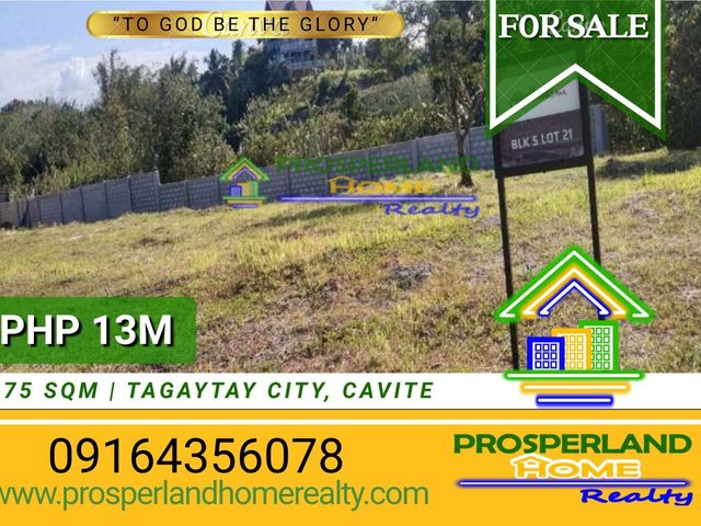 PRIME RESIDENTIAL LOT FOR SALE IN TAGAYTAY CITY