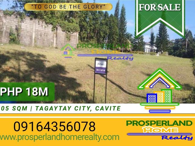 PRIME RESIDENTIAL LOT FOR SALE IN TAGAYTAY CITY