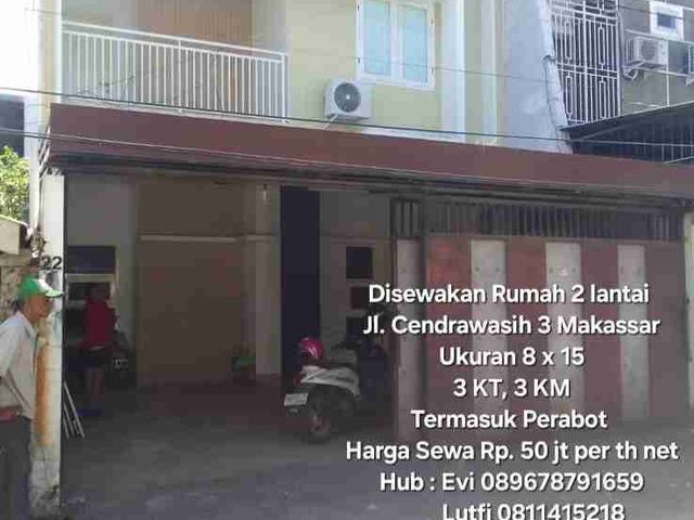 Di sewakan rumah 2 lt, Jl.Cendrawasih 3, Mks