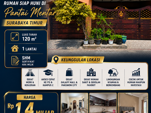 🏡 DIJUAL MURAH RUMAH SIAP HUNI DI PANTAI MENTARI – SURABAYA TIMUR