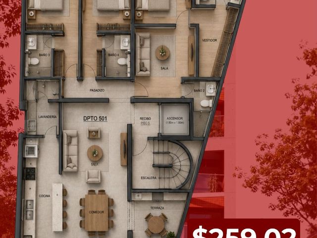 ESTRENO DE DEPARTAMENTO EN EL 5TO PISO DE 173M2 EN CAYMA