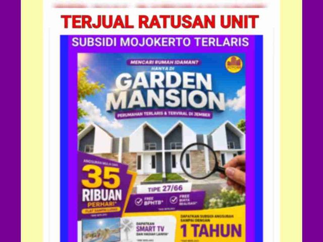 perumahan mojokerto subsidi garden mansion viral terlaris ratusan unit