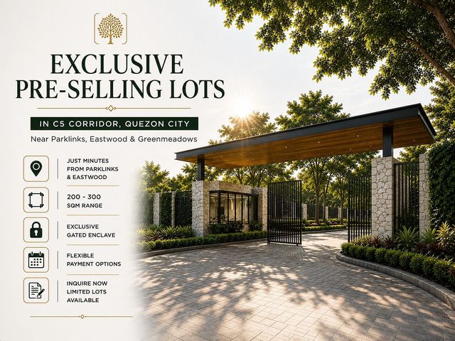 Pre-Selling Lot for Sale in C5 Quezon City | Flexible Term Options
