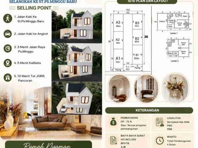 Rumah 2 lantai murah super strategis di Pasar Minggu Jaksel