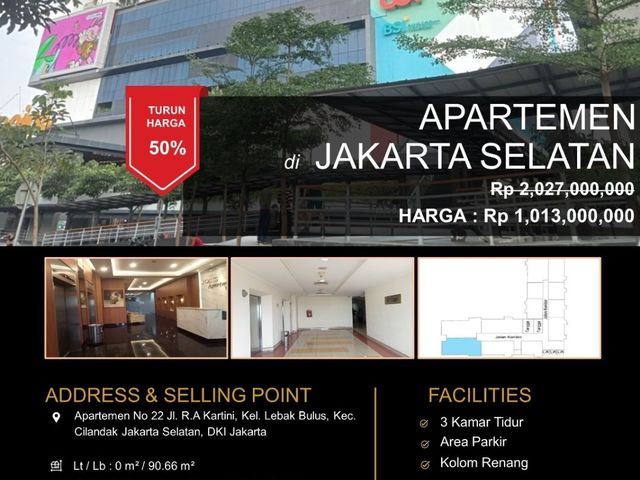 Jual Apartemen kawasan Lebak Bulus, Cilandak, Jakarta Selatan