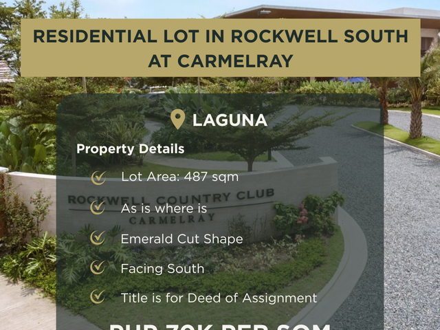 Rare 487 sqm Vacant Lot for Sale in Rockwell South at Carmelray, Laguna