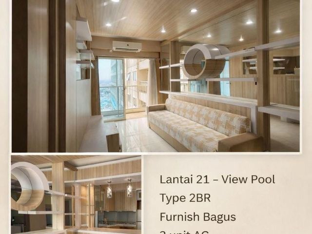 Disewakan Apartemen Puncak Bukit Golf Lantai 21 View Pool 2 BR ada 2 AC