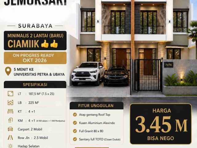 Dijual Rumah Jemursari Surabaya Selatan