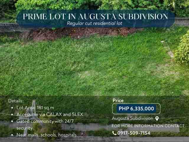 Prime residential lot for sale in Augusta Subdivision, Santa Rosa, Laguna near Nuvali
