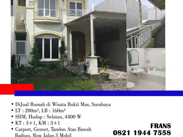 DiJual Rumah di Wisata Bukit Mas, Surabaya