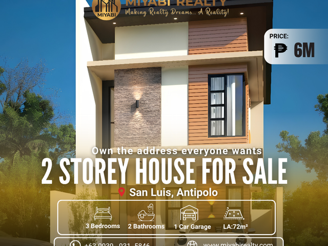 6M Brand New 2 Storey House & lot with Zero Downpayment For Sale in San Luis Antipolo  - LSS
