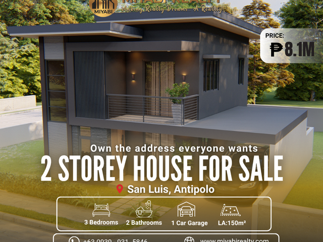 8.1M Brand New 2 Storey Single Attached House & lot with Zero Downpayment For Sale in San Luis Antipolo - LSS