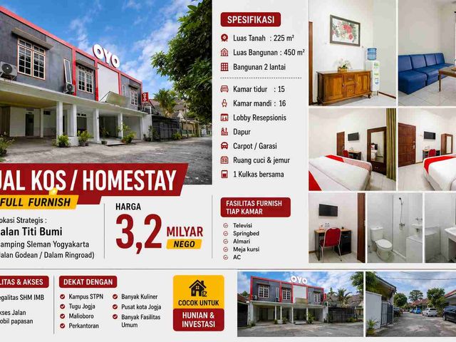 Jual Kos Eksklusif 15 Kamar Full Furnished Gamping Sleman Dekat STPN & Malioboro
