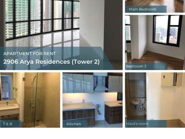 for rent, 2br, arya tower 2, bgc.