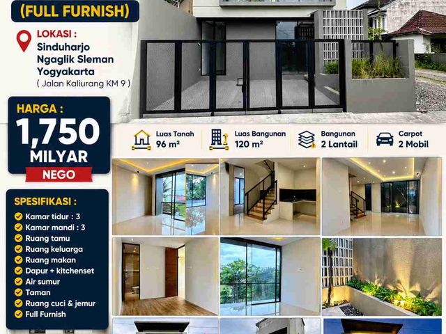 Dijual Rumah Baru Full Furnish Sinduharjo Ngaglik Sleman Dekat Jalan Kaliurang KM 9