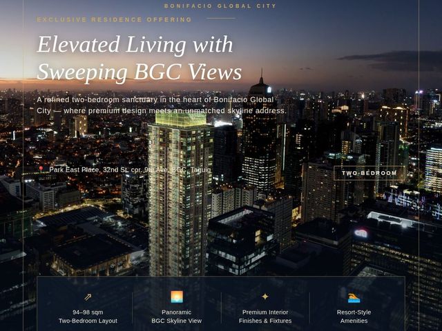 Last 2 bedroom high floor in Park East Place BGC