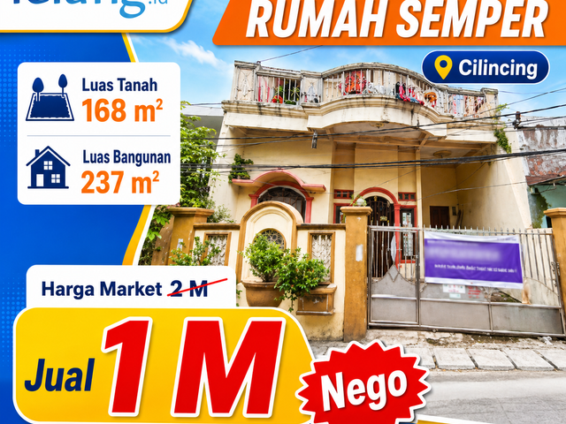 Rumah 2 Lantai Strategis di Semper Barat, Cilincing – BU Lelang di Bawah Harga Pasar!