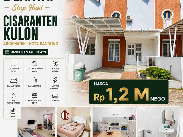Rumah siap huni 2 lantai di Cluster Cisaranten, Arcamanik