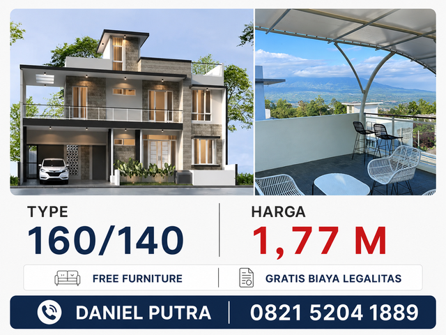 Rumah Modern Dekat wisata BNS Kota Batu, Type 160/145 Harga Rp1,77 M