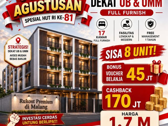 Rumah Kost Premium Full Furnish di Malang 17 Kamar Dekat UB