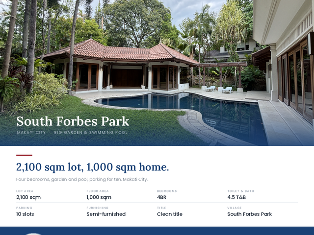 South Forbes Park: 2,100 sqm lot, 1,000 sqm home