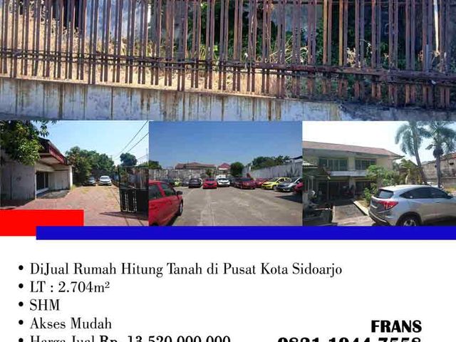 DiJual Rumah Hitung Tanah di Pusat Kota Sidoarjo
