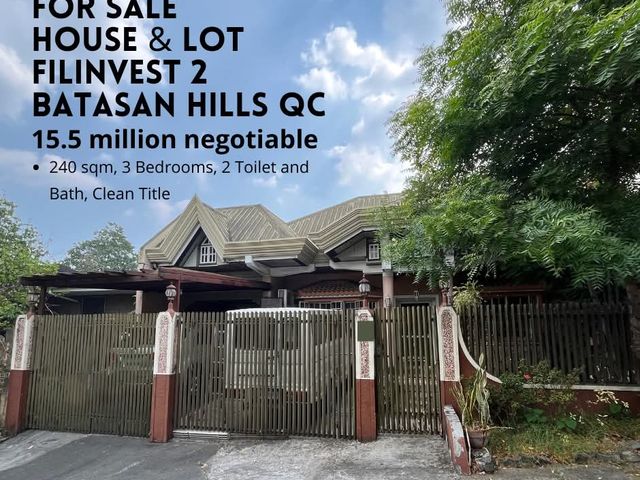 🏡 FOR SALE: House & Lot in Filinvest 2, Batasan Hills, Quezon City