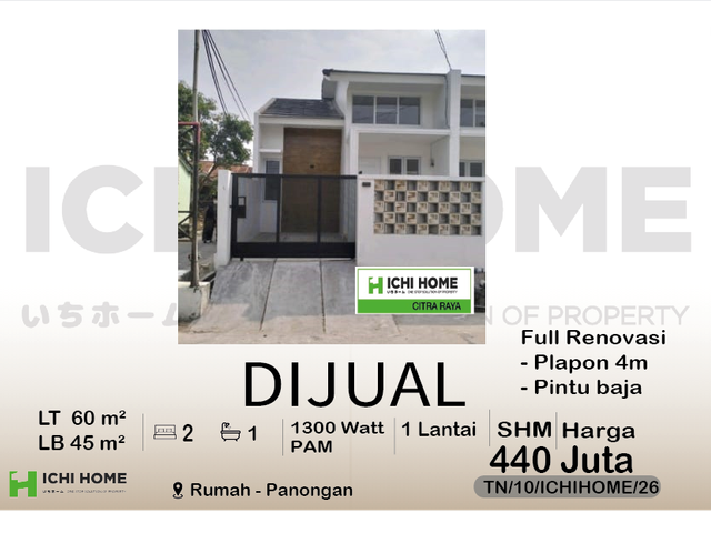 Rumah Cantik Minimalis Siap Huni Sudah SHM Full Renov di Panongan Tangerang