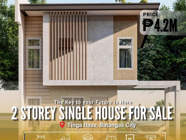 4.2M Brand New 2 Storey Single Attached House & Lot | 3BR For Sale in Tinga Itaas Batangas City - LSS