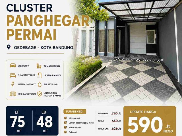 Turun harga rumah minimslis 500 Jutaan di Cluster Panghegar, Bandung