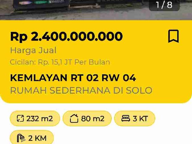 Rumah Di jual di Solo