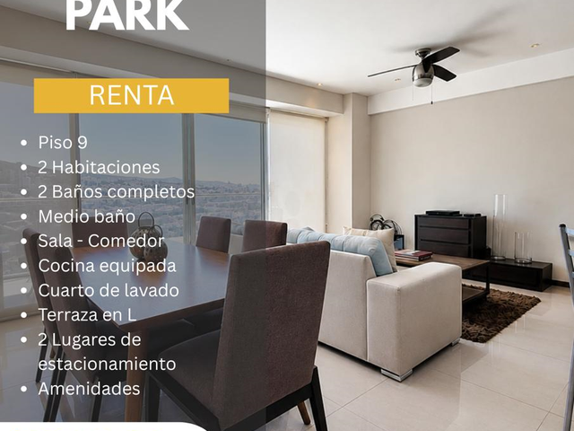 Departamento Amueblado en Renta - Central Park (Piso 9 con Terraza en L)