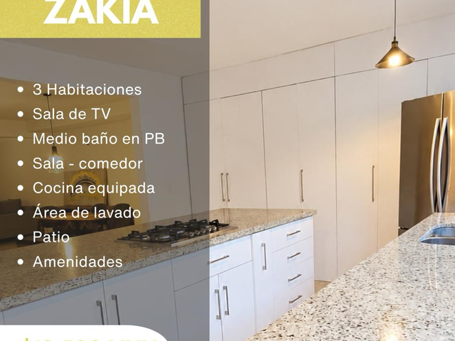 Casa Amueblada en Renta - Zakia (3 Habitaciones + Sala de TV y Patio)