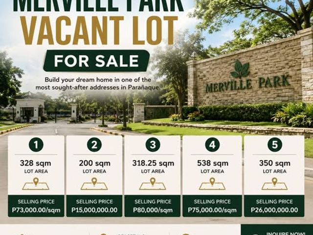 PRIME VACANT LOTS AVAILABLE IN MERVILLE PARK, PARAÑAQUE!