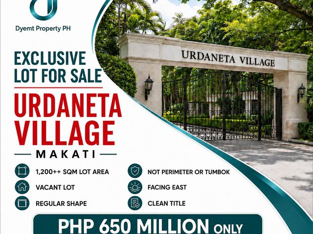 1,284 sqm Prime Vacant Lot for Sale in Urdaneta Village, Makati City Near Dasmariñas Village, Forbes Park, Bel-Air Village & Makati CBD