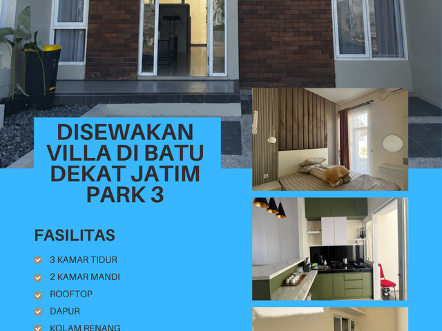 VILLA BATU DISEWAKAN DEKAT JATIM PARK 3 VIEW GUNUNG ARJUNO